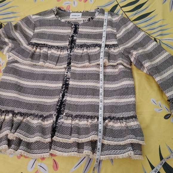 SUGAR + Lips Woven Ruffle Blazer Size XS - Picture 15 of 15